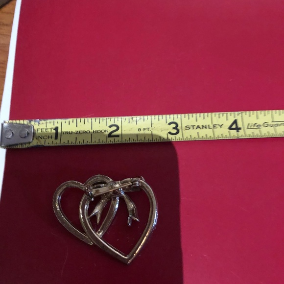 Double hearts with bow pin / brooch - Picture 2 of 2